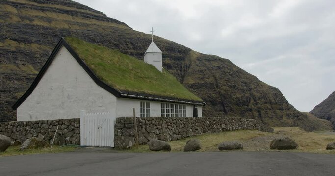Wide Angle of a Church in the Faroe Islands