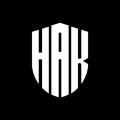 HAK letter logo design. HAK modern letter logo with black background. HAK creative  letter logo. simple and modern letter logo. vector logo modern alphabet font overlap style. Initial letters HAK 