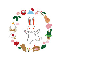 2023年　卯年　年賀状 　かわいいうさぎのイラスト