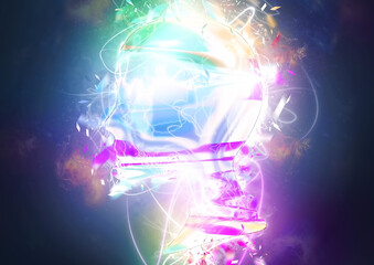 芸術的で抽象的な女性の横顔のイラスト