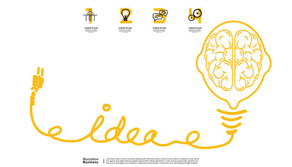 Man head forming a bulb and Text  Idea -   Creativity modern Idea and Concept illustration.