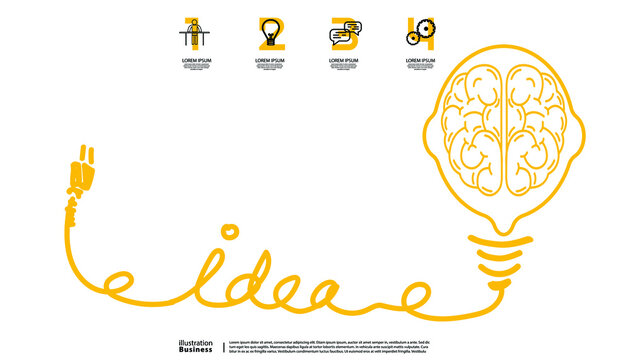Man head forming a bulb and Text  Idea -   Creativity modern Idea and Concept illustration.