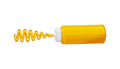 Yellow mustard bottle sauce with wavy stripe,realistic style.vector illustration