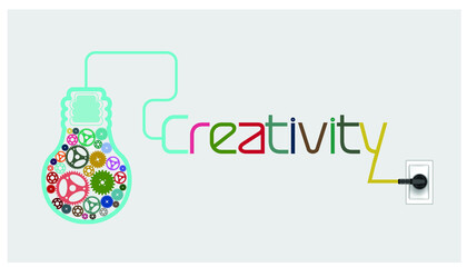  light bulbs cog  - Creativity modern design.