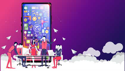 Obraz premium Brainstorming,Contact communicate illustration.design idea and concept think creativity.