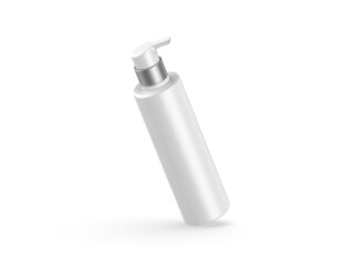 Blank cosmetic bottle with pump dispenser for branding and mockup, ready for design presentation, 3d render illustration