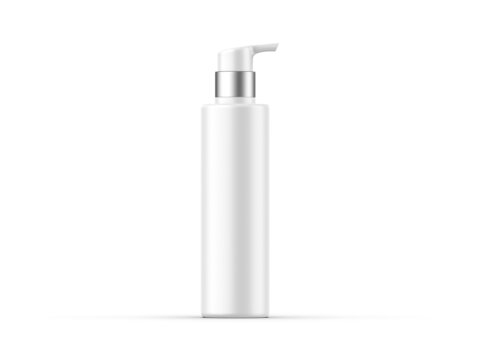 Blank cosmetic bottle with pump dispenser for branding and mockup, ready for design presentation, 3d render illustration