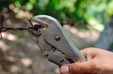 locking pliers close up