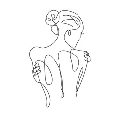 Woman Back Continuous Line Art Drawing. Female Body Minimalist Trendy Contemporary Illustration. One Line Drawing for Wall Art, Prints, Social Media, Posters, Invitations, Branding Design. Vector EPS 