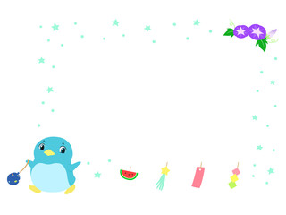 ペンギンの夏フレーム（七夕）