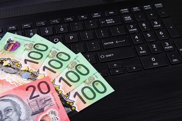 computer keyboard and bank notes 