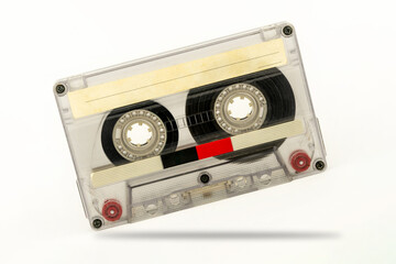 Vintage audio cassette tape isolated on white background