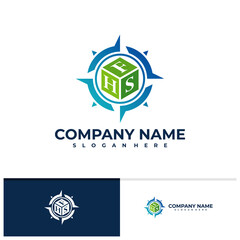 Letter H F S with Compass logo vector template, Creative Compass logo design concepts
