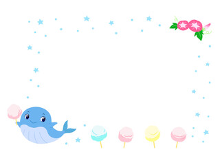 クジラの夏フレーム（わたあめ）