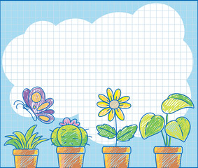 Hand drawn coloured crayon background template