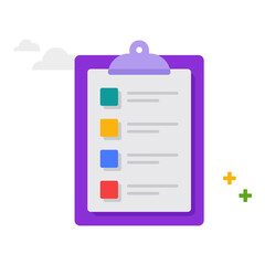 Checklist on a clipboard paper completion of business tasks illustration.