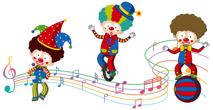 Clown with music note performing