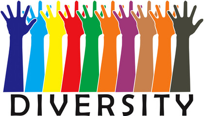 hands of different colors. cultural and ethnic diversity multipurpose illustration.