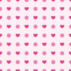 Cute seamless pattern with hearts cube circle. Happy Valentine's Day. Romantic background. Design for card, paper, wrapping, fabric.