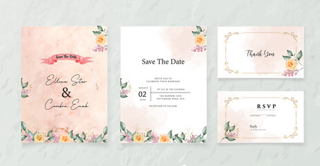 Elegant greenery on wedding invitation card template