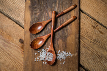 Salt on a wooden spoon