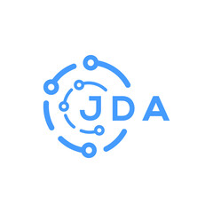 JDA technology letter logo design on white  background. JDA creative initials technology letter logo concept. JDA technology letter design.

