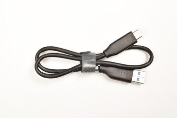 usb c type cable on white background