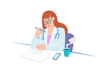 Vector illustration of a female doctor.