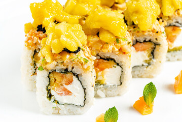 luxury sushi on white plate