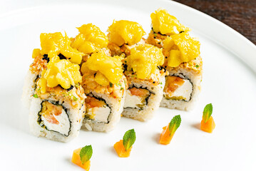 luxury sushi on white plate