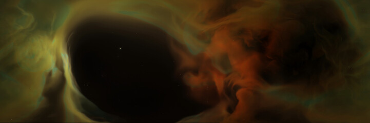 colourful nebula with stars, dust and gas (3d space environment illustration, hdri banner background)