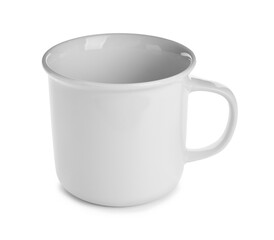 Blank ceramic cup on white background