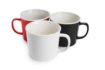 Different cups isolated on white background