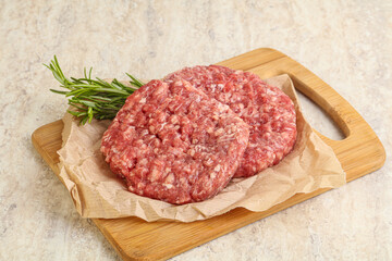 Raw beef burger cutlet for grill
