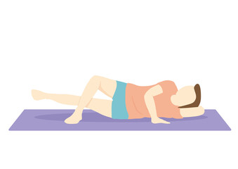 レッグアダクションをするダイエット中の女性　マット有り・表情無し