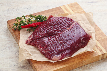 Raw beef machete steak for grill