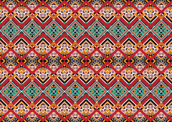 Ethnic abstract geometric flower pattern Design for background, carpet, clothing, wrapping, fabric, cover, textile