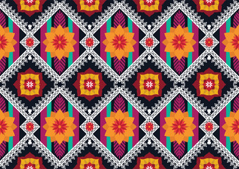 Ethnic abstract geometric flower pattern Design for background, carpet, clothing, wrapping, fabric, cover, textile