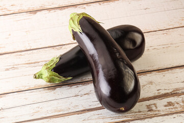 Two Fresh ripe black eggplants