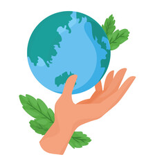hand lifting earth planet