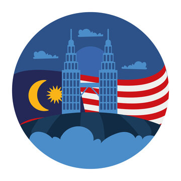 malaysian flag with petronas towers