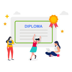 Graduation certificate diploma, winner certificate illustration.