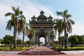 Fotobehang Arc de Triomphe (Patuxai Arch) in  in Vientiane, Laos © Frankie Swof_ph/Wirestock Creators