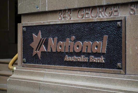 SYDNEY, AUSTRALIA &ndash; On January 26, 2018. &ndash; National Australia bank in vintage logo on Plaque.