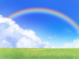 Fototapeta premium 草原と爽やかな青空 背景素材