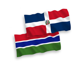 Flags of Dominican Republic and Republic of Gambia on a white background