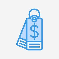 Price tag icon in blue style, use for website mobile app presentation