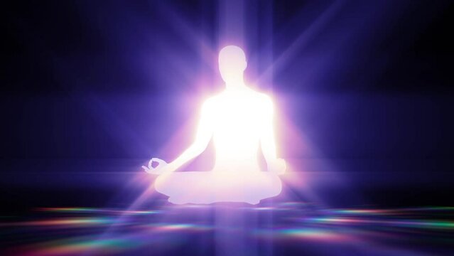 looped 3d animation inner radiance of a meditating person