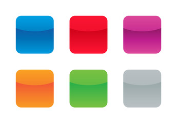 Blank app icon set, square buttons collection, shiny icon background