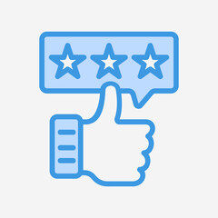 Satisfaction guaranteed icon in blue style, use for website mobile app presentation